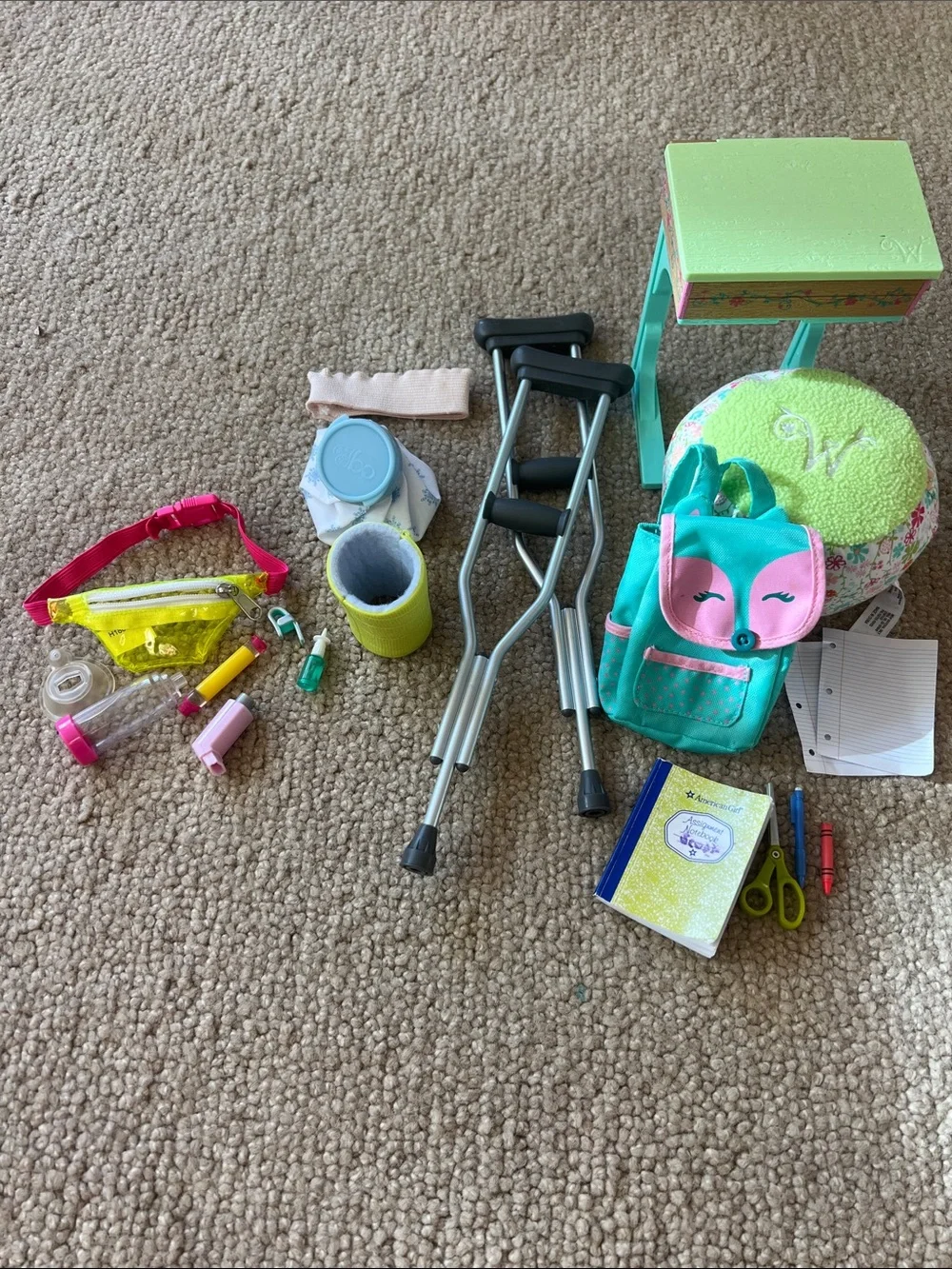 American Girl Health Set and School Desk